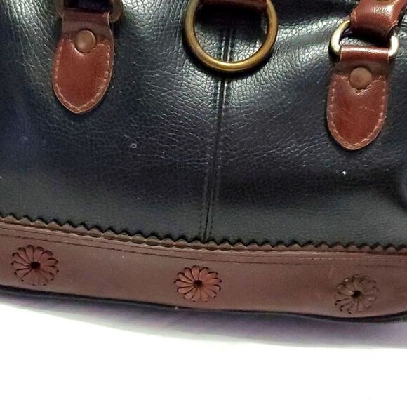 Black Pebbled Vegan Leather with Embossed Flowers Mini Handbag - Picture 2 of 10